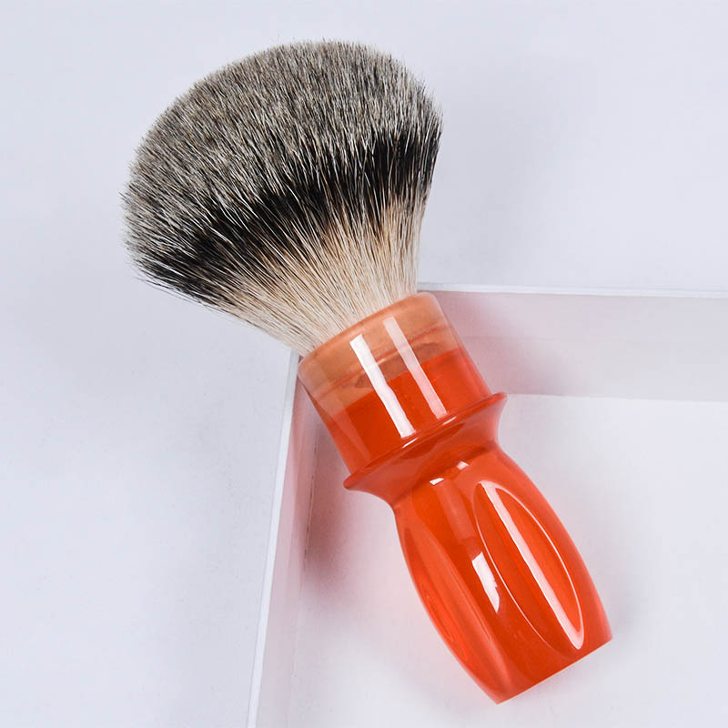 Dongshen private label custom 22mm 24mm transparent orange handle bluk silvertip badger hair shaving cream brushes 10