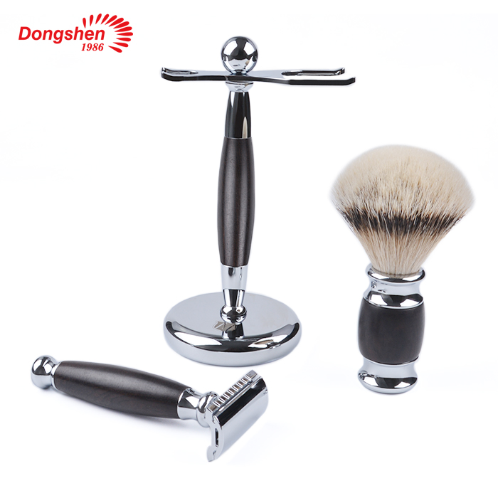 Dongshen Classic Design Black Men's Shaving Brush Set Silvertip Shaving Brush Safety Razor (6)